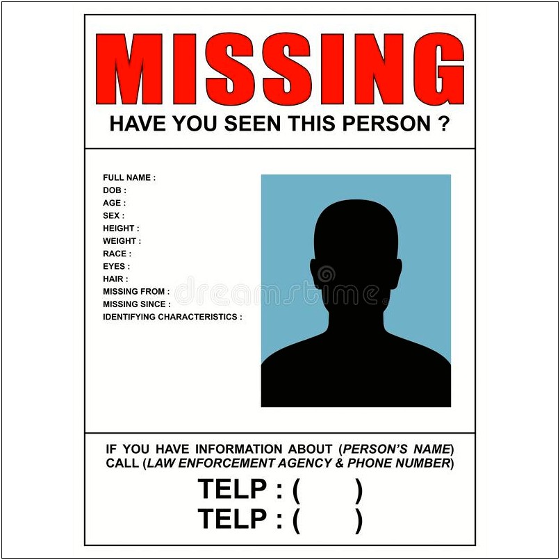 Missing Person Flyer Template Microsoft Word