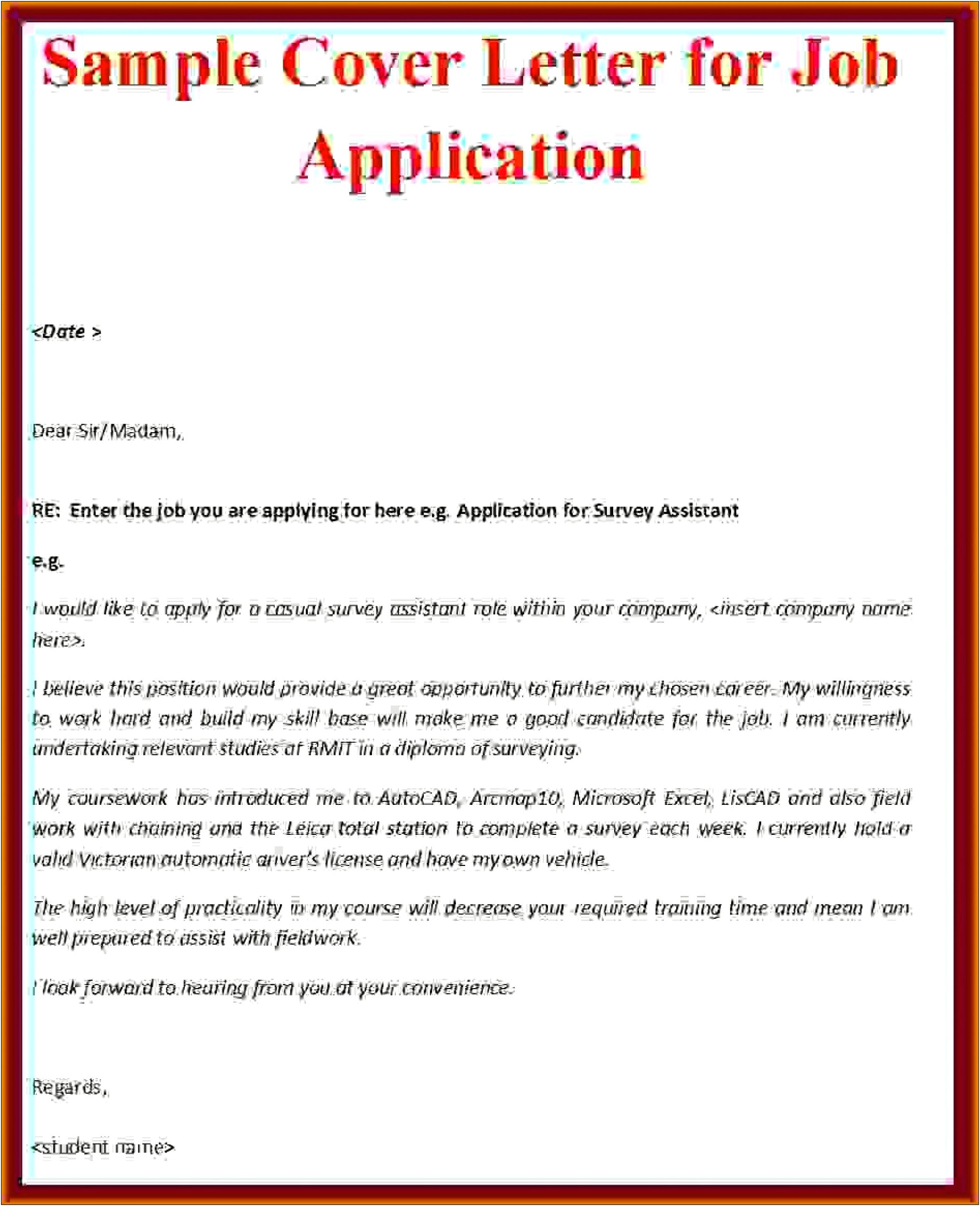 Model Cover Letter Template For Job Pdf