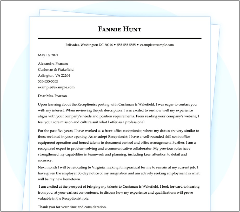 Model Cover Letter Template For Job