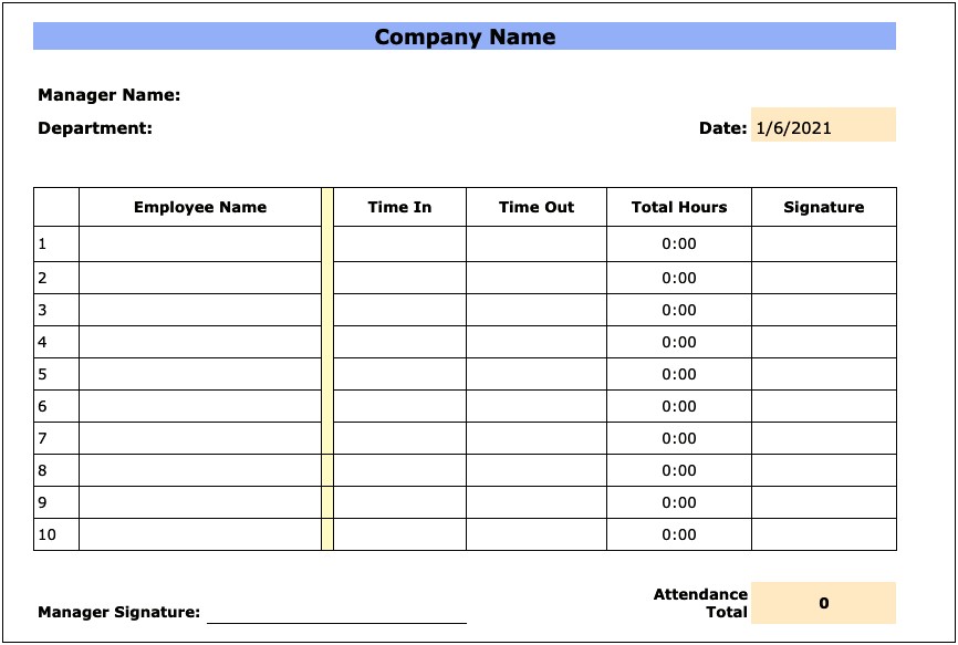 Monday Attendance Roster Signature Roster Template Word