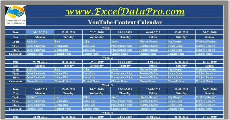 Monthly And Weekly Planning Calendar Excel Templates