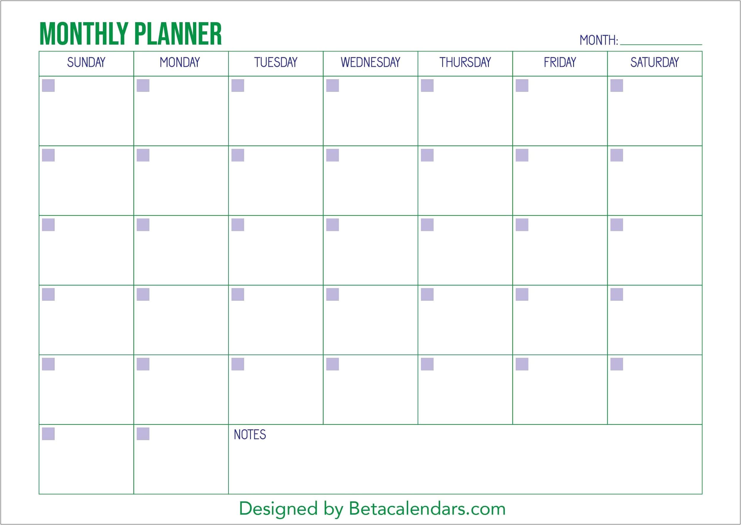 Monthly And Weekly Planning Calendar Template