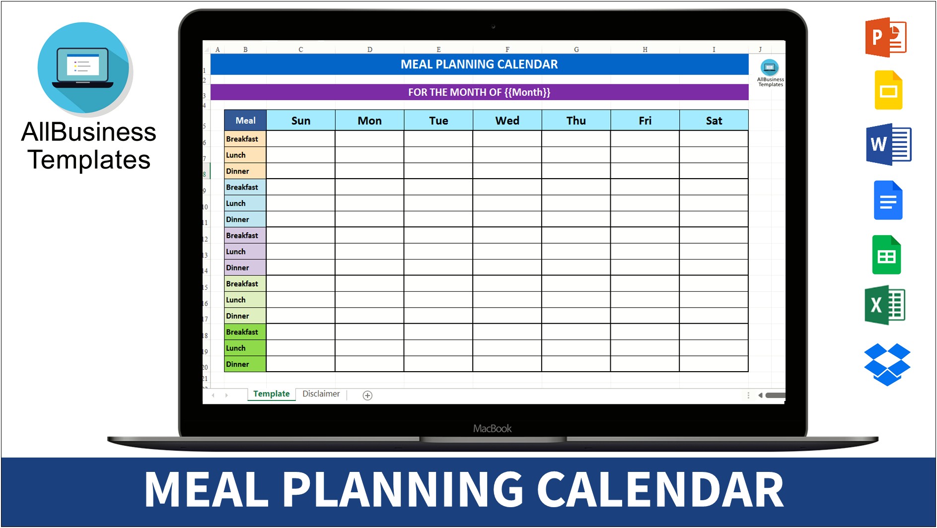 Monthly Calendar Template For Meal Planning