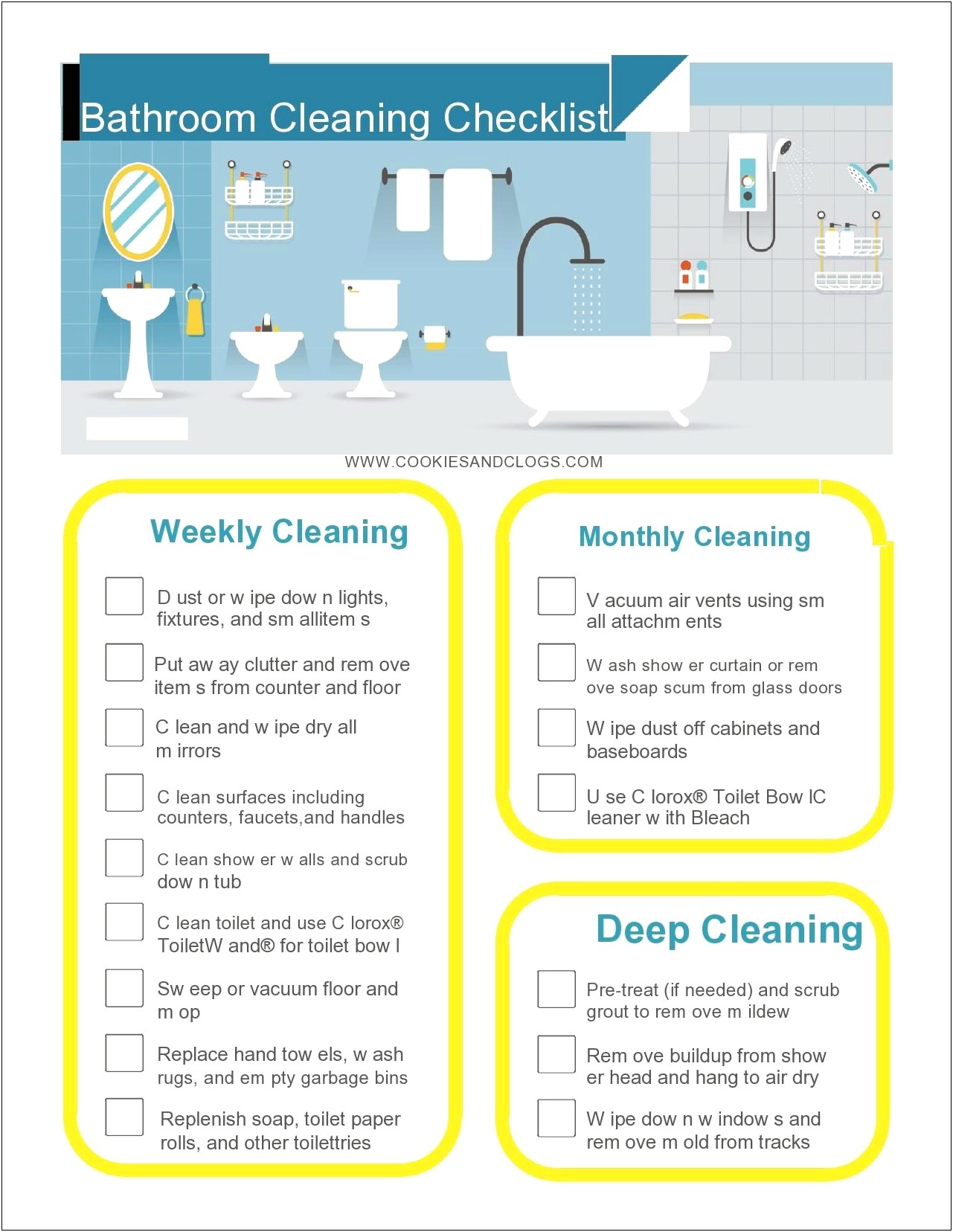 Monthly Cleaning Schedule Printable Word Template