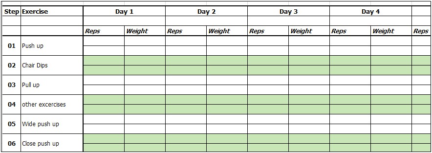 Monthly Strength Training Plan Excel Template