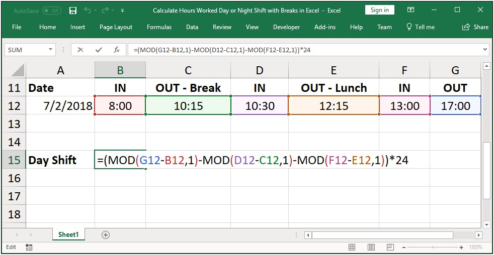 Morning And Night Plan Excel Template