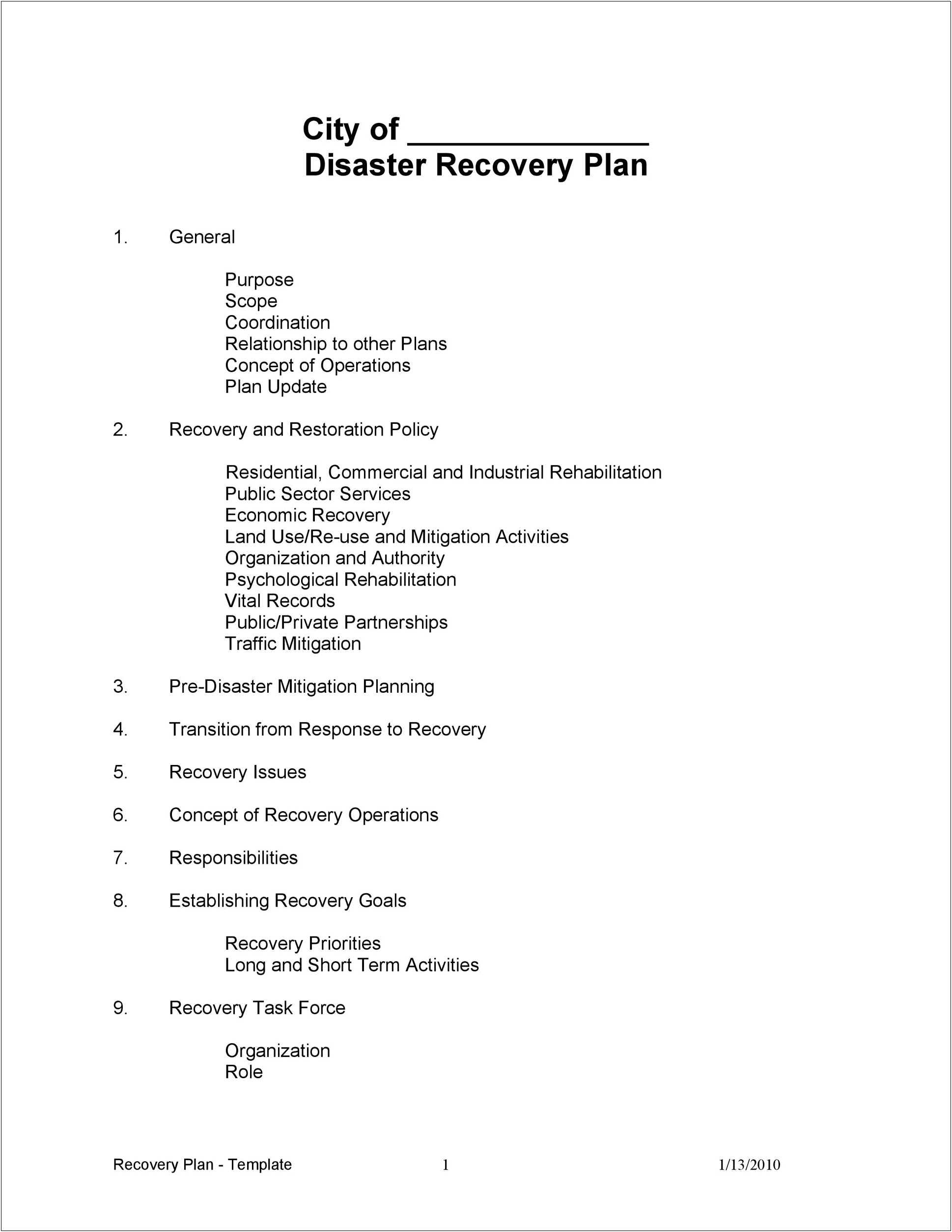 Mortgage Broker Disaster Recovery Plan Template