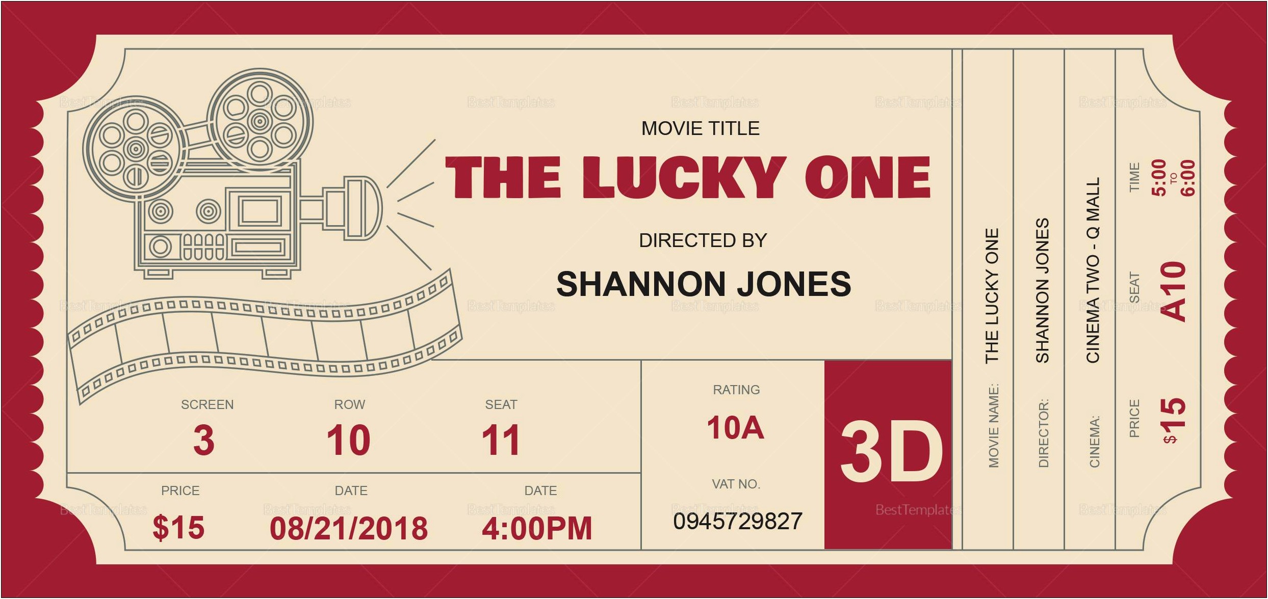 Movie Ticket Template For Microsoft Word