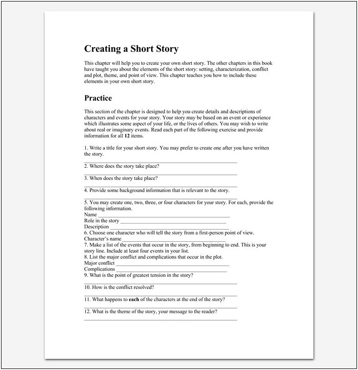 Ms Word 2010 Short Story Template