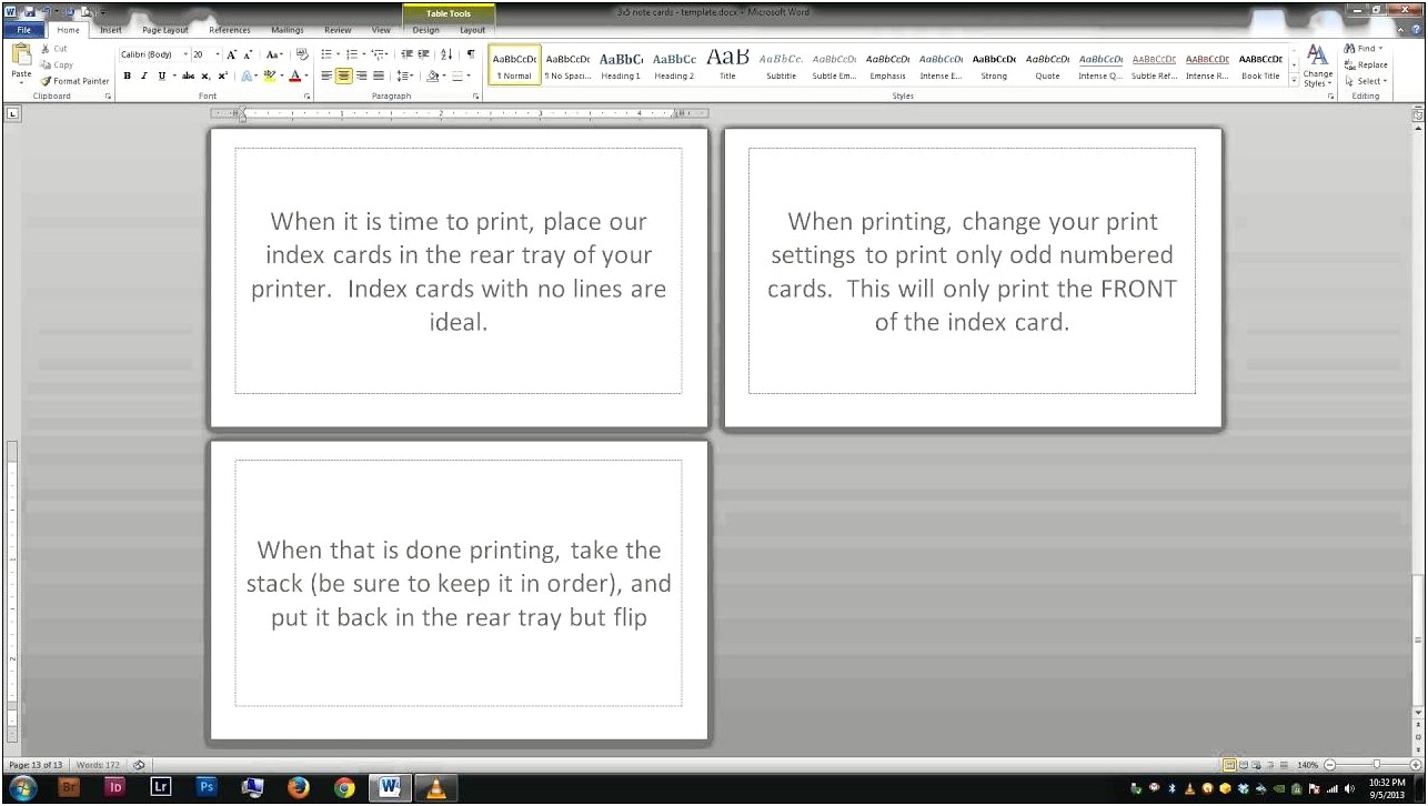 Ms Word 365 Index Cards Template
