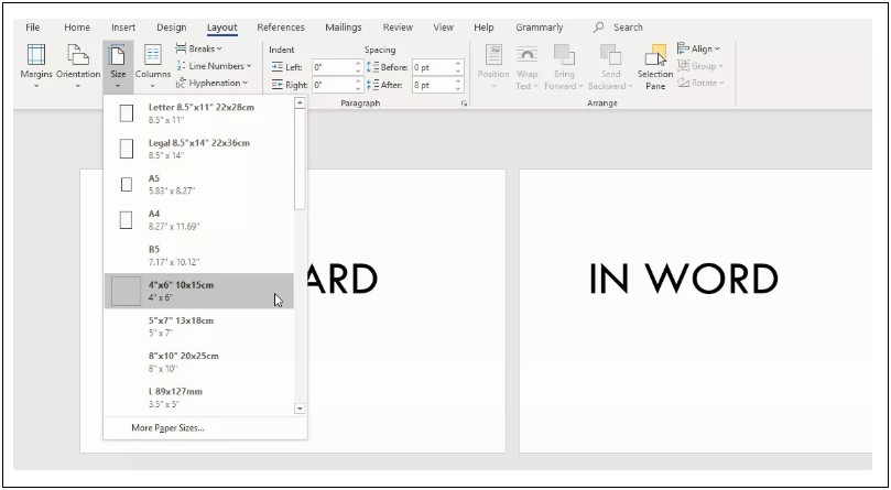 Ms Word 4x6 Index Card Template