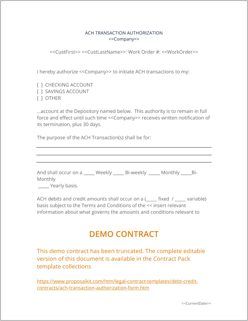 Ms Word Ach Payment Form Template