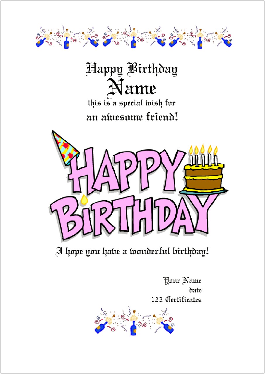 Ms Word Birthday Gift Certificate Template