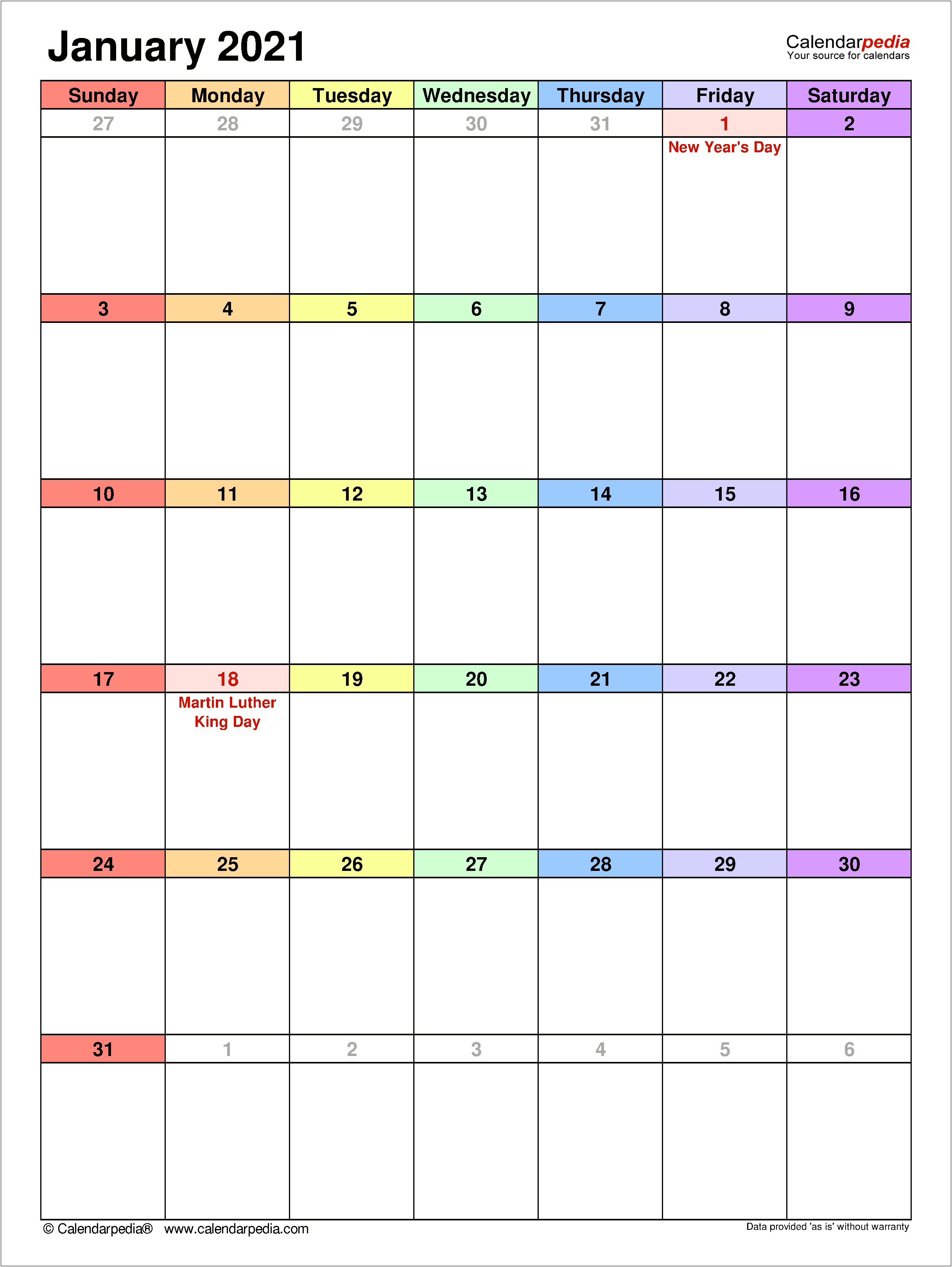 Ms Word Calendar Template 2020 Jan