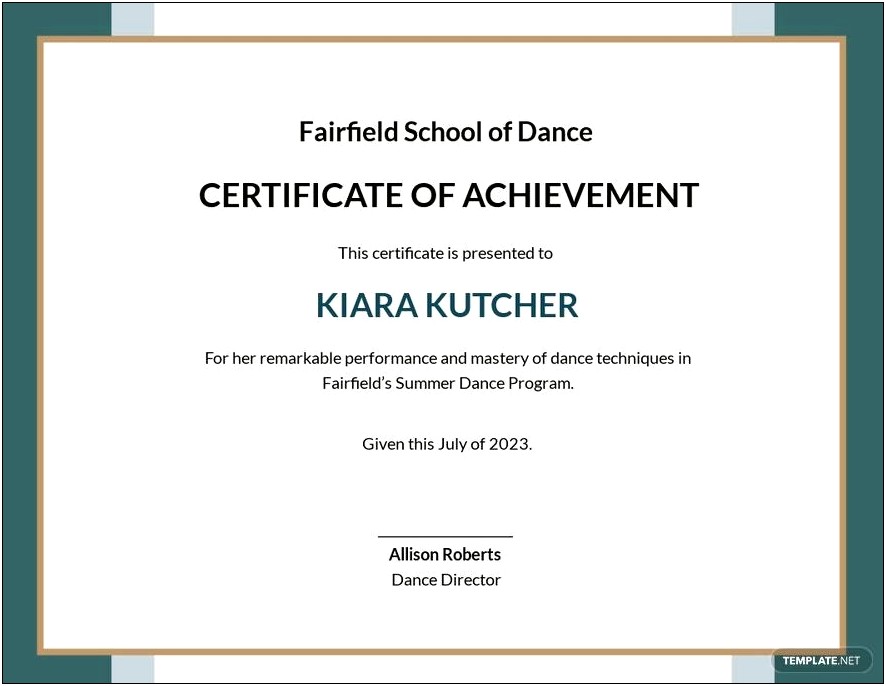 Ms Word Certificate Of Achievement Template