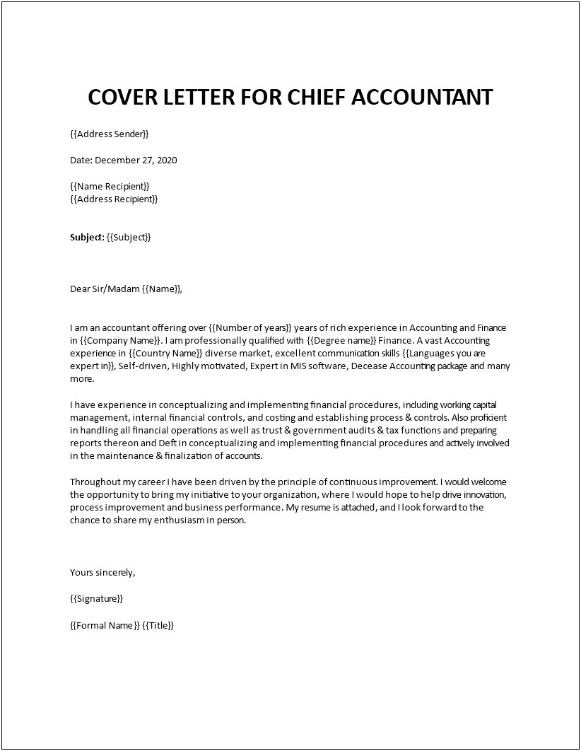 Ms Word Cover Letter Template For Accounting Job