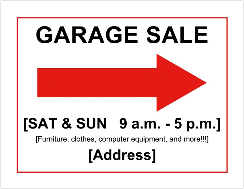 Ms Word Garage Sale Flyer Template