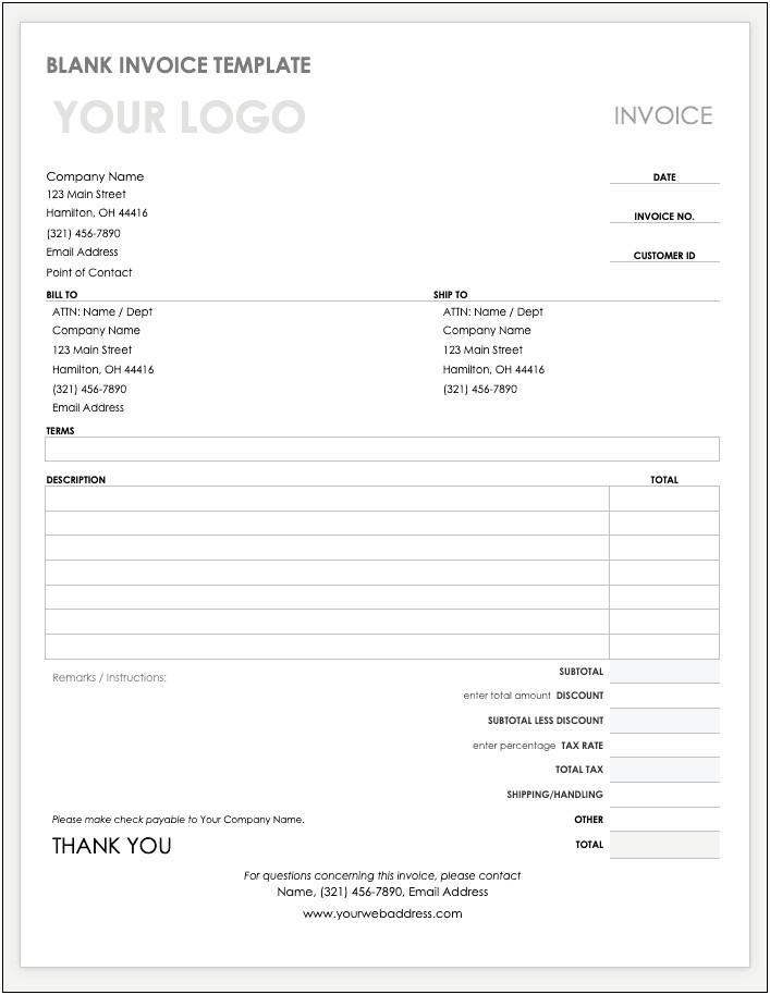 Ms Word Invoice Template Word 2003