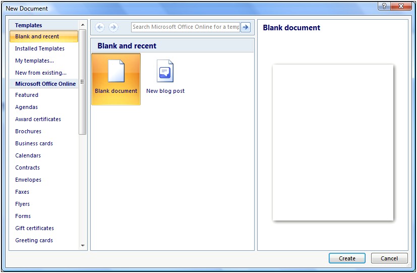 Ms Word New Document No Blank Template