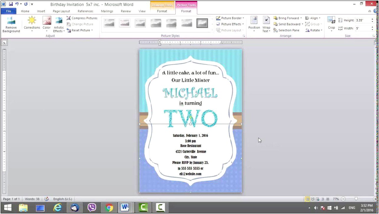 Ms Word Postcard Party Invite Template