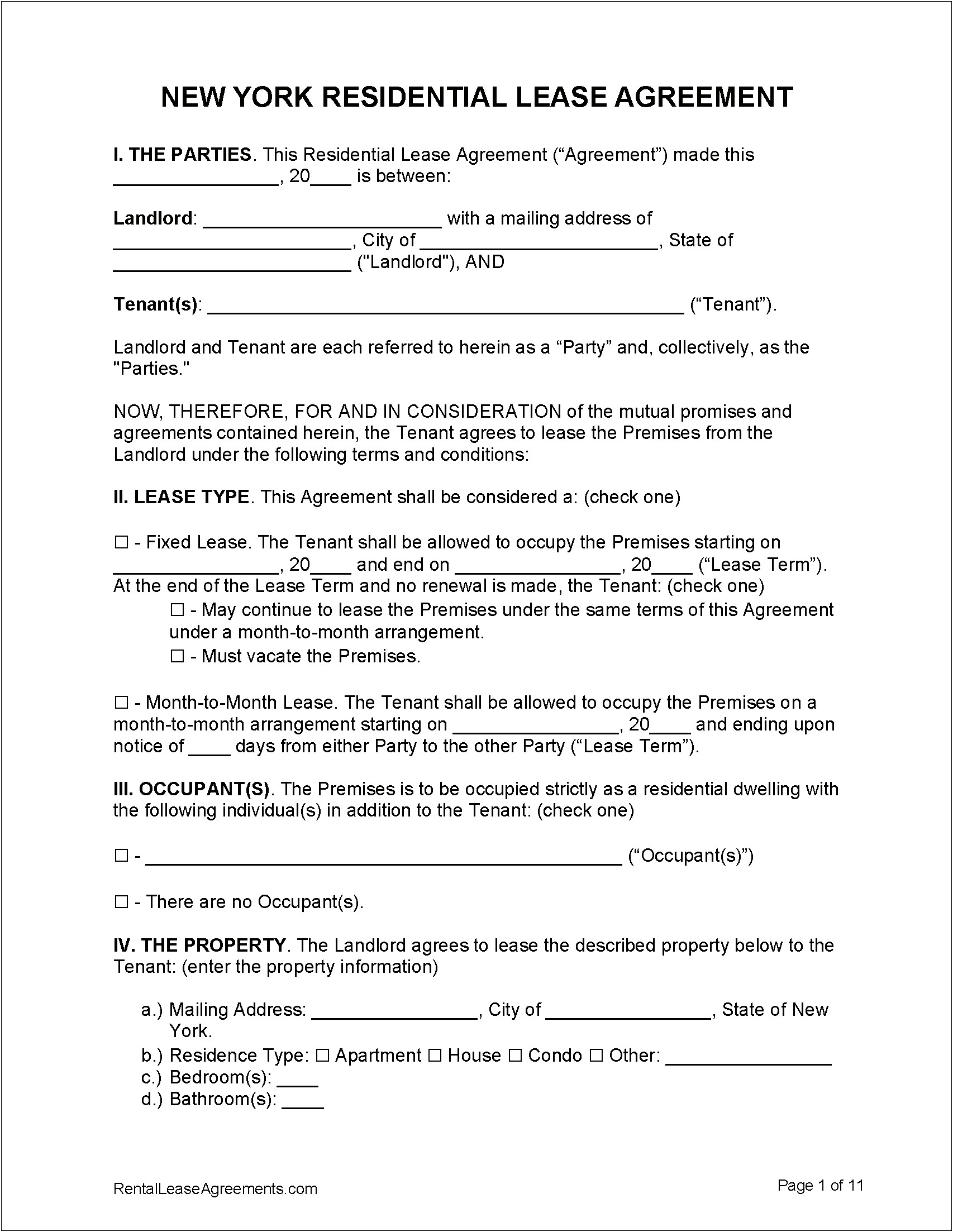 Ms Word Property Lease Agreement Template