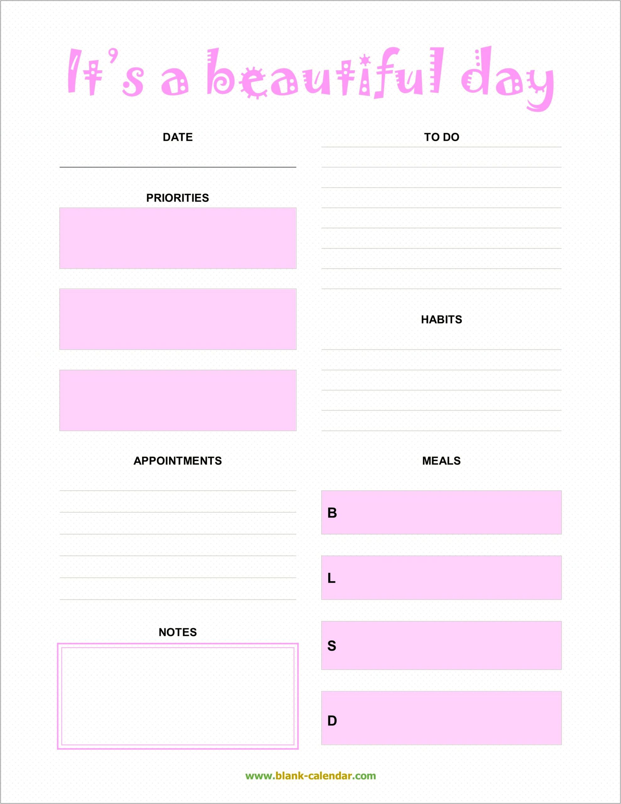 Ms Word Schedule Daily Schedule Template