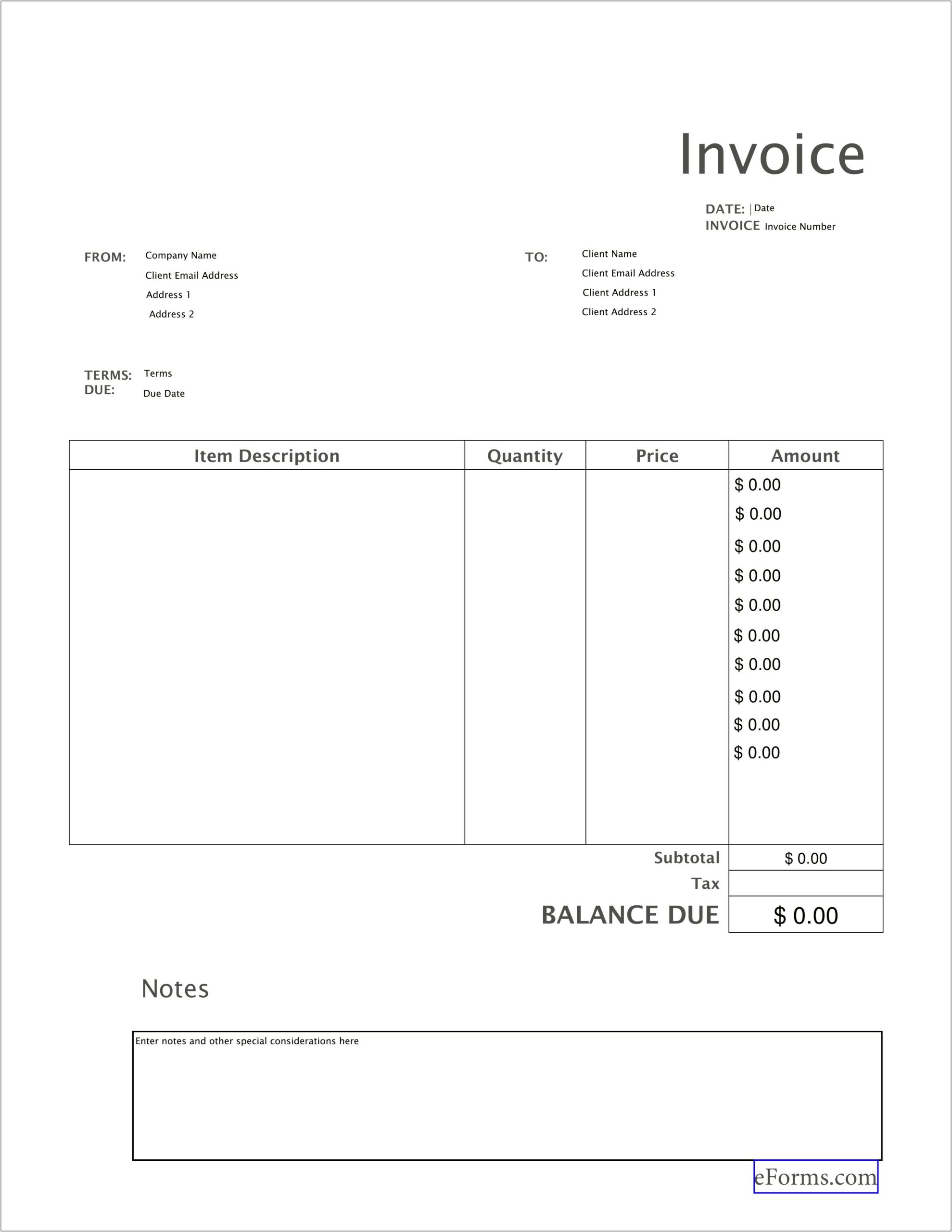 Ms Word Service Invoice Template Free
