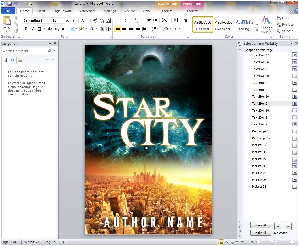 Ms Word Template For A Book Cover