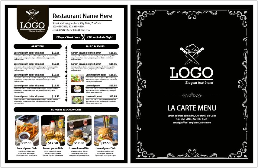 Ms Word Template For Fall Menu