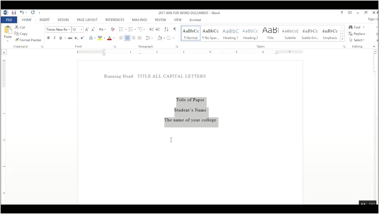 Ms Word Template To Check Apa Style