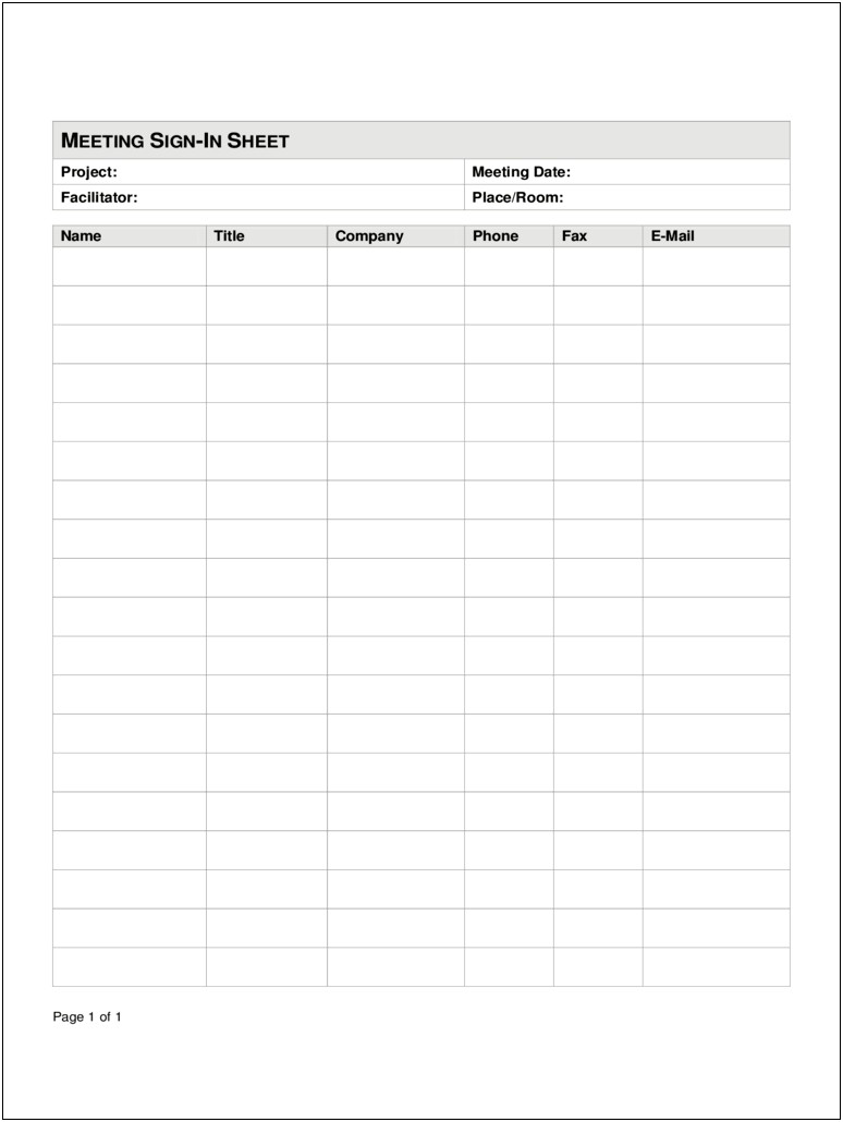 Ms Word Templates Sign Up Sheet