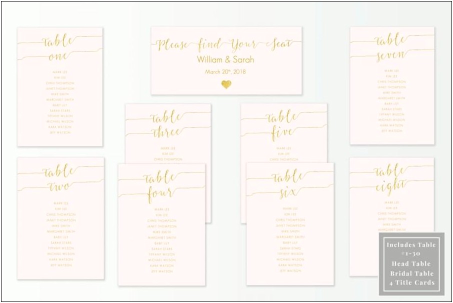 Ms Word Wedding Seating Chart Template