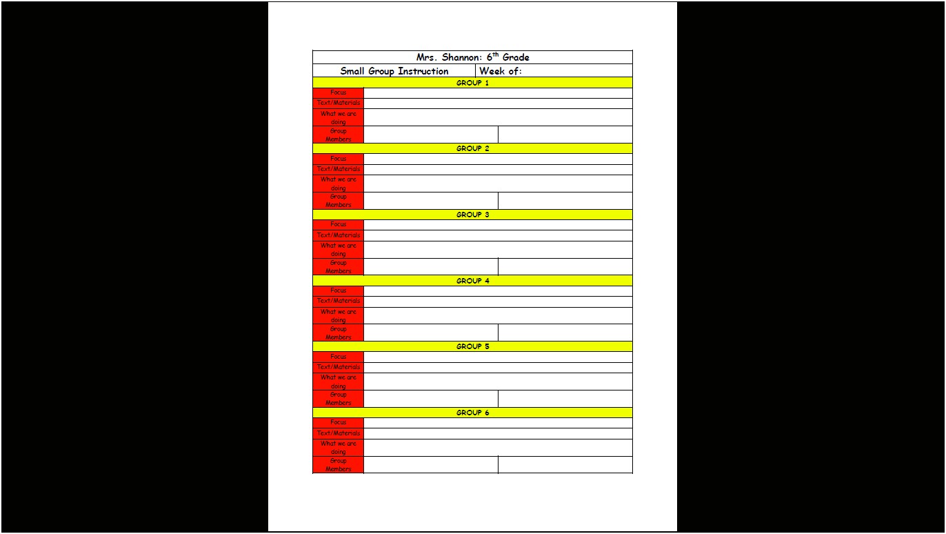 Mtss Small Group Instruction Planning Template