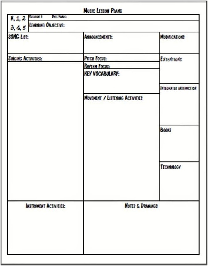 Music And Movement Lesson Plan Template