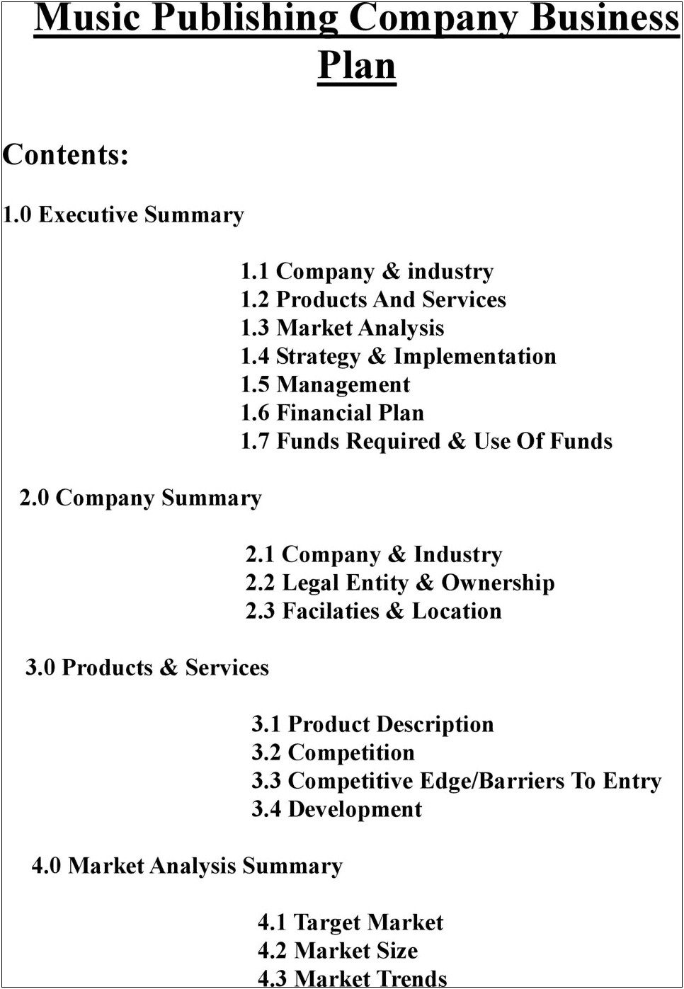 Music Publishing Company Business Plan Template