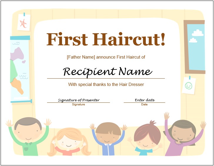 My First Haircut Microsoft Word Template