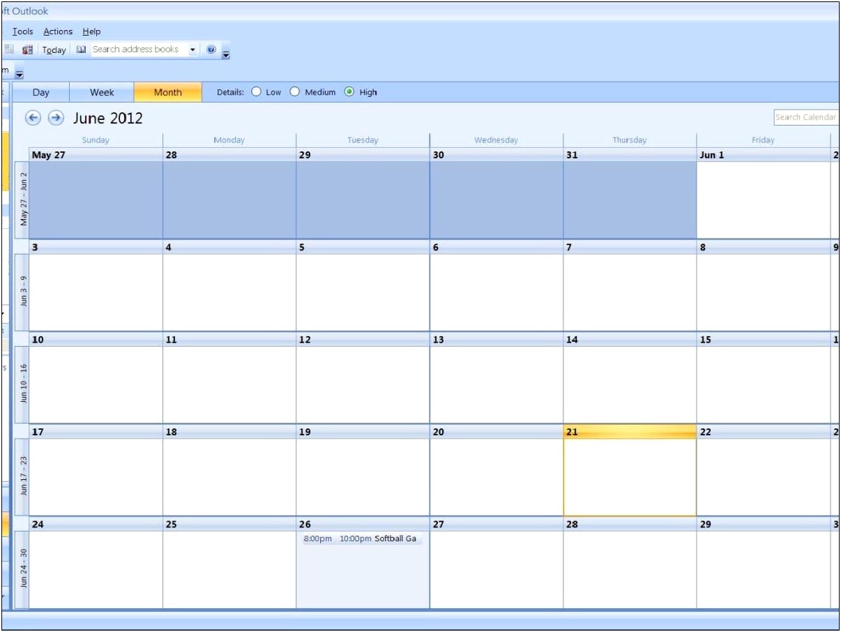 My Outlook Calendar Customizable Word Template