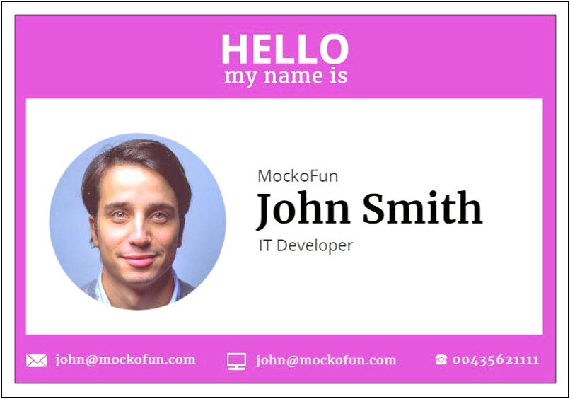 Name Tag Card Template Free Download