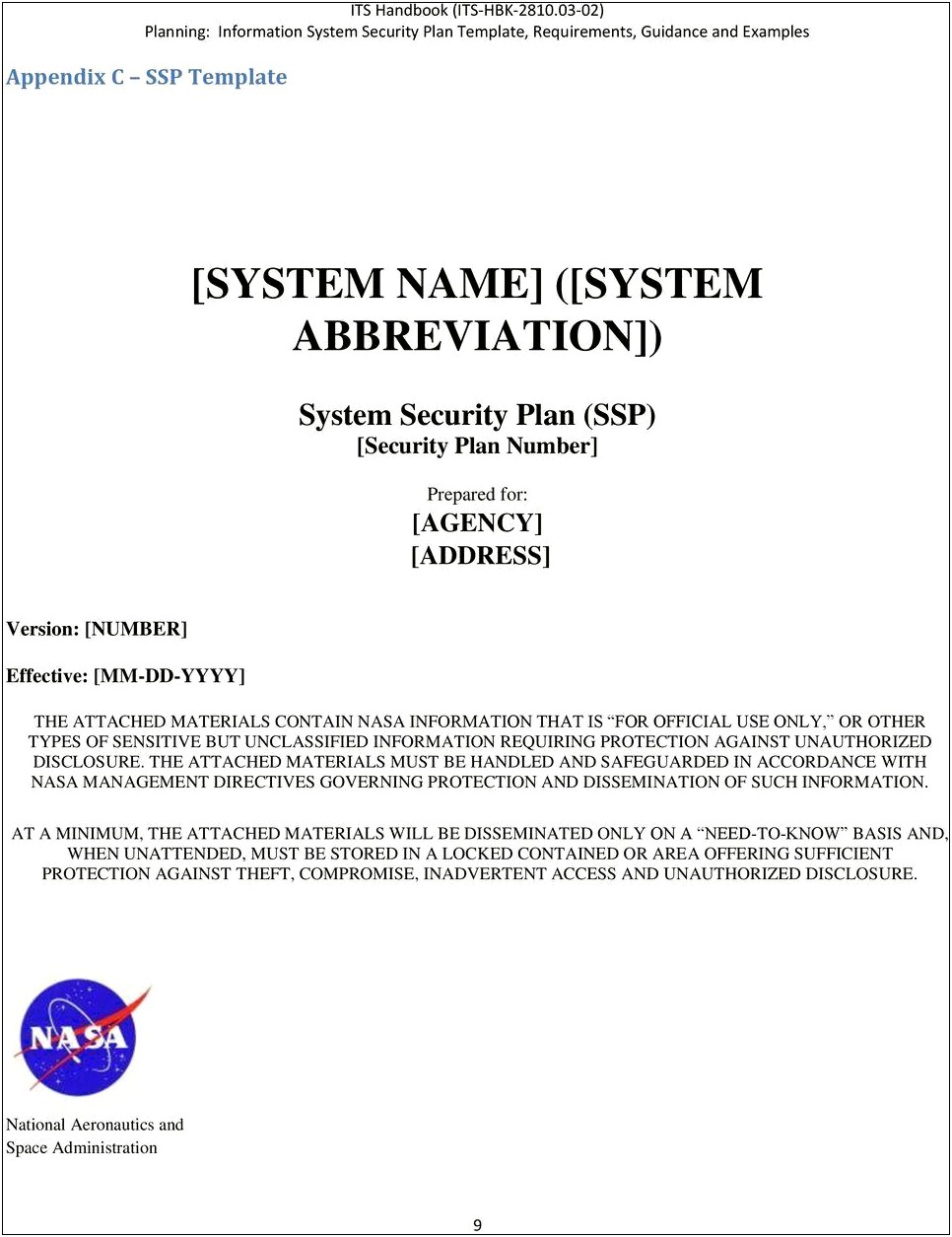 Nasa It Security Management Plan Template