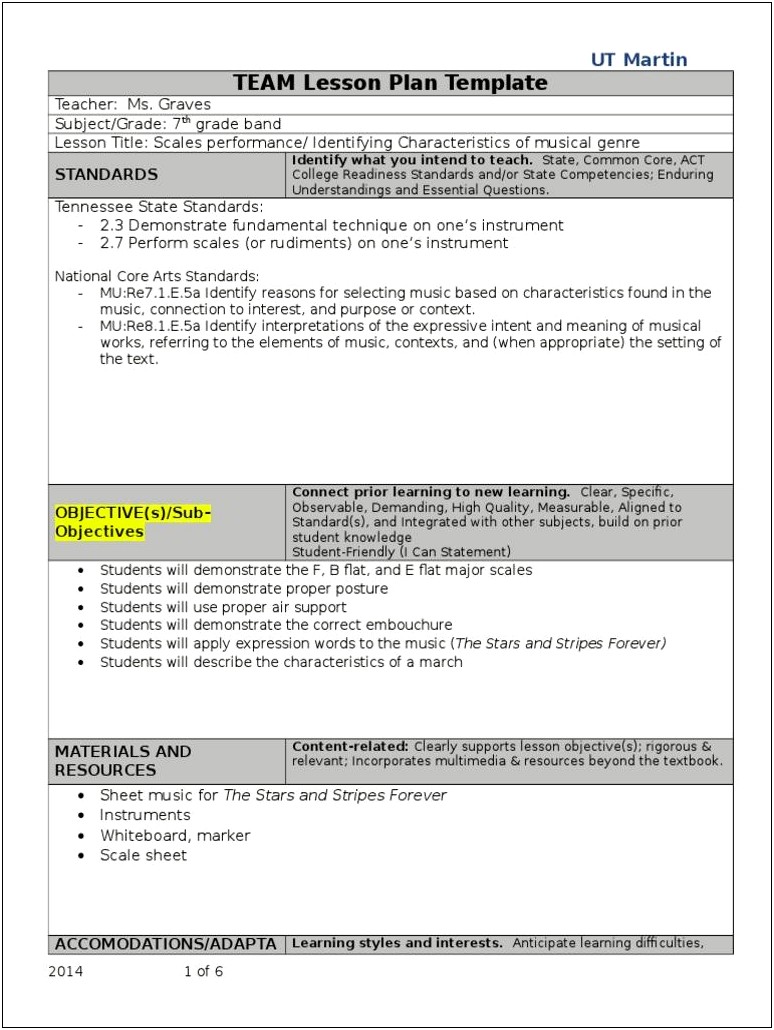 National.standards Music.lesson Plan Template