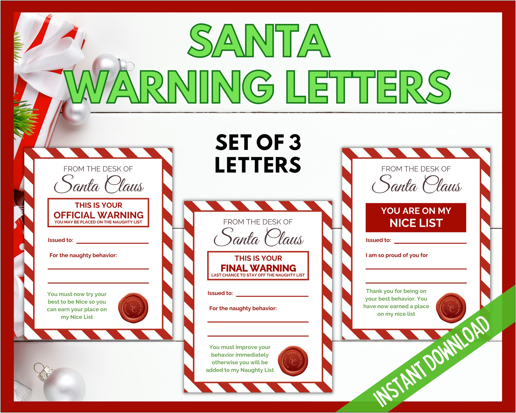 Naughty List Letter From Santa Template