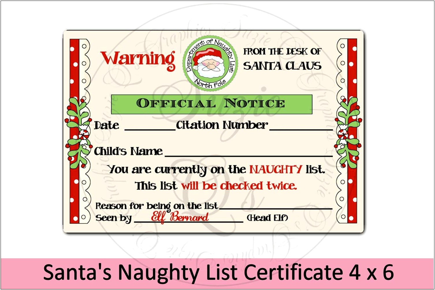 Naughty Warning Letter From Santa Template