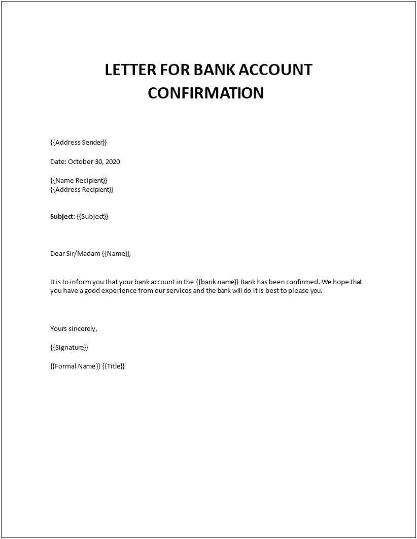 New Checking Accounts Welcome Letter Template