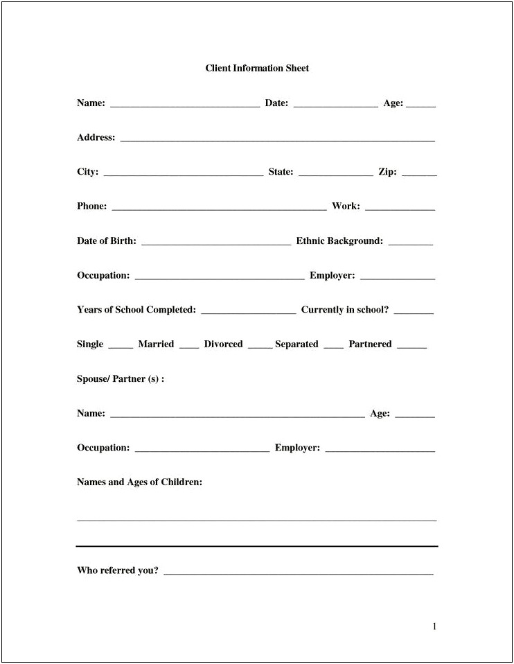 New Customer Form Template Word Free