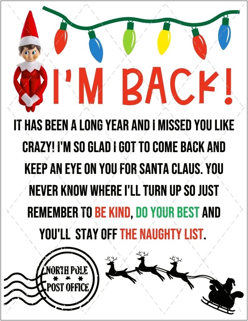 New Elf On The Shelf Arrival Letter Template