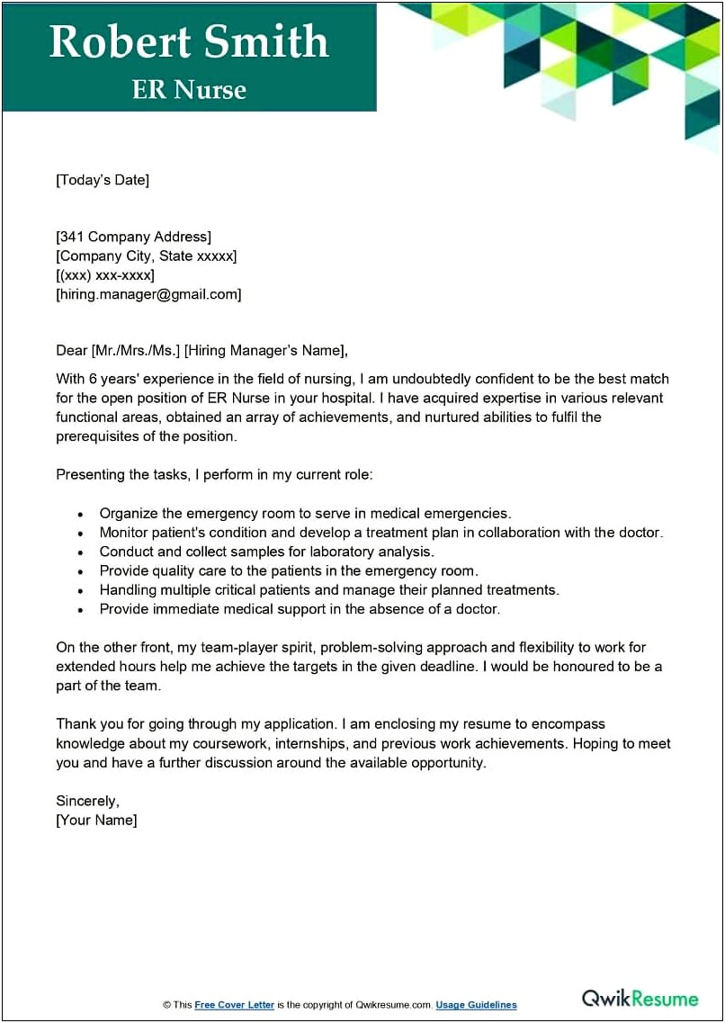 New Grad Rn Cover Letter Template