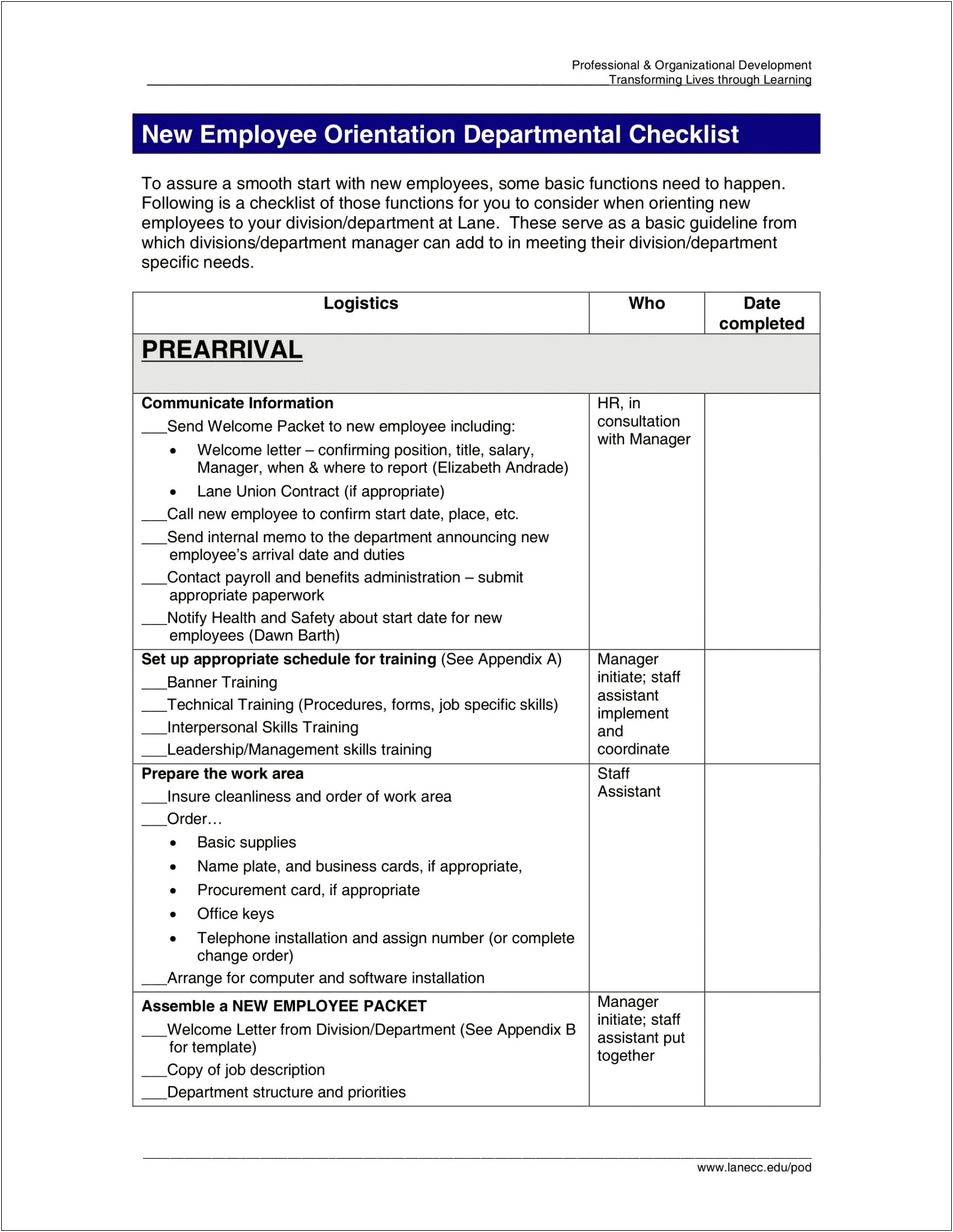 New Hire Training Plan Template Excel