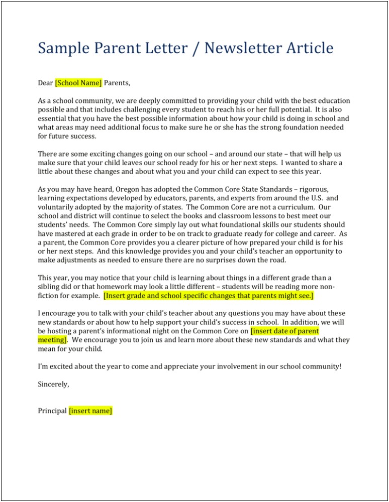 New Teacher Letter To Parents Template