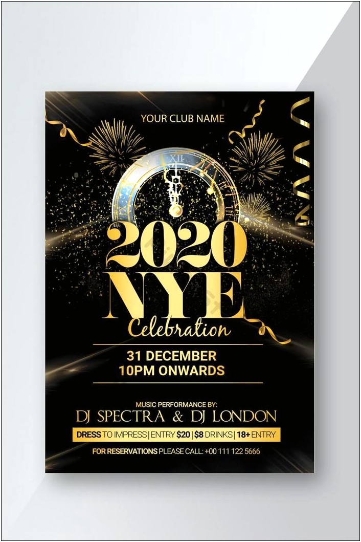 New Year Party Invitation Card Template