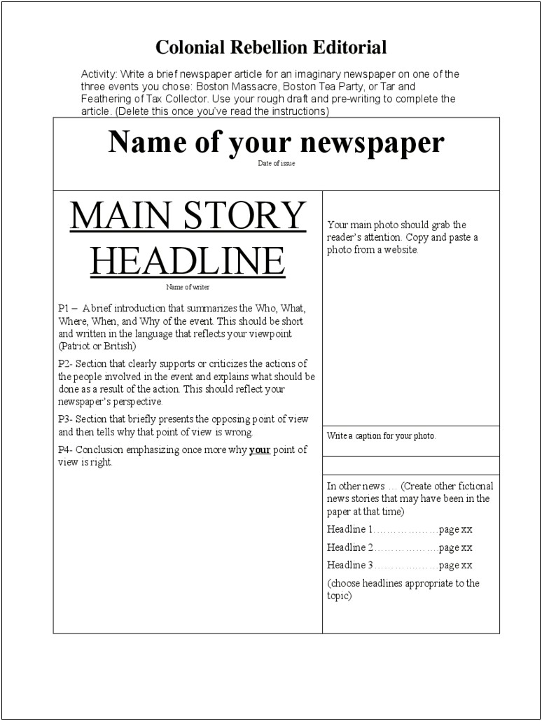 News Article Template For 3500 Words